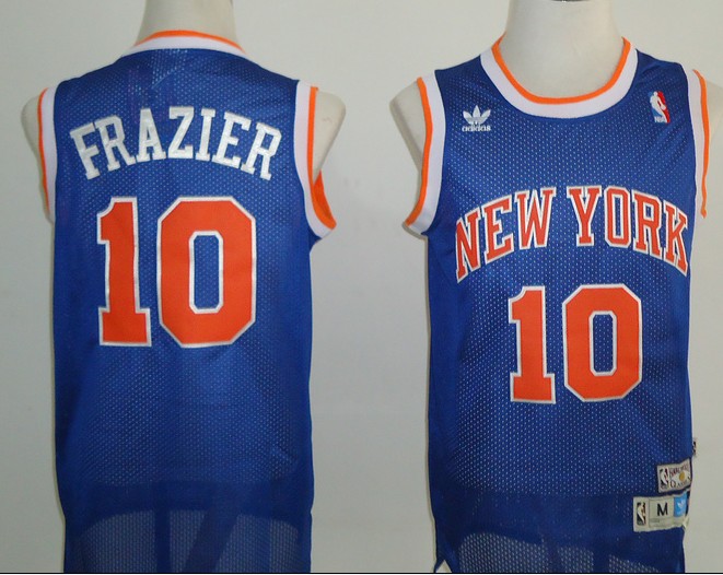  NBA Mitchell Ness New York Knicks 10 Walt Frazier Swingman Throwback Blue Jersey